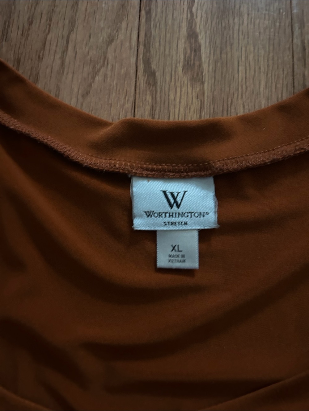 Worthington Stretch Burnt Orange Ruched Cap Sleeve Top Size XL - Picture 4 of 7